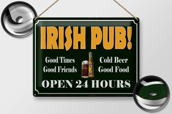 Panneau en étain indiquant 40x30cm Irish Pub gold Beer open 24 2