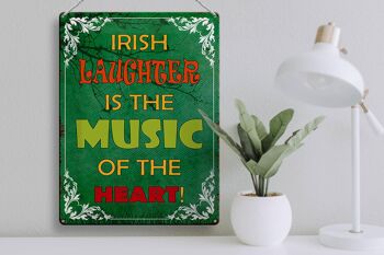 Plaque en étain disant 30x40cm Le rire irlandais est la musique de 3