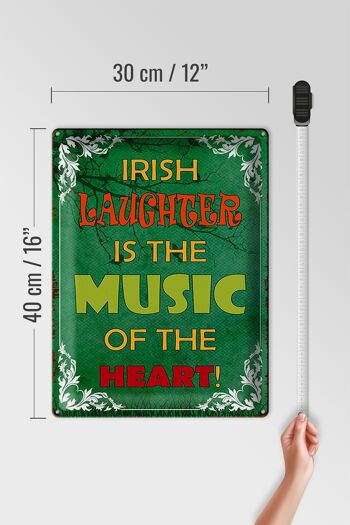 Plaque en étain disant 30x40cm Le rire irlandais est la musique de 4