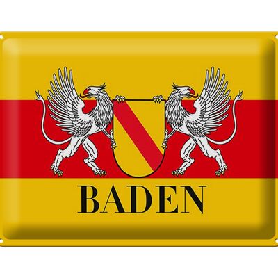 Cartel de chapa bandera 40x30cm Escudo de armas de Baden decoración de pared