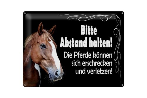 Blechschild Spruch 40x30cm bitte Abstand halten Pferde