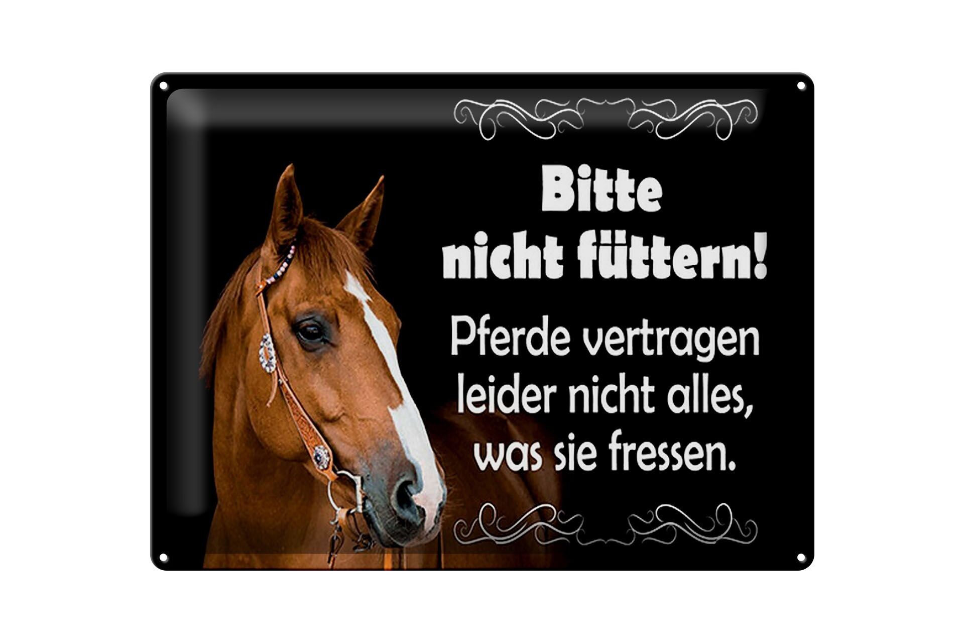 Targa in metallo 40x30 cm con scritta "Non dare da mangiare ai cavalli".