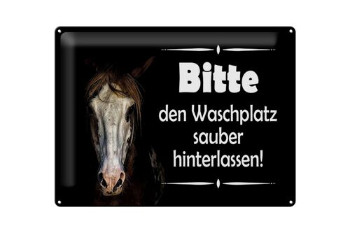 Blechschild Spruch 30x40cm Pferde bitte Waschplatz sauber