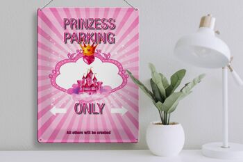Panneau en étain indiquant 30x40cm Parking Princesse uniquement couronne rose 3