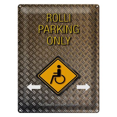 Targa in metallo con scritta "Parcheggio solo per sedie a rotelle" 30x40 cm