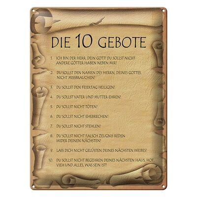 Blechschild Spruch 30x40cm die 10 Gebote Gottes bin Herr