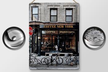 Plaque en étain disant 30x40cm Café New York Café 2