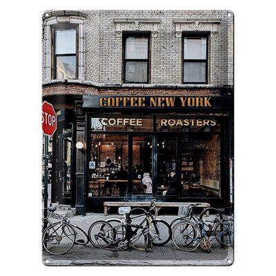 Targa in metallo con scritta Coffee New York Coffee 30x40 cm
