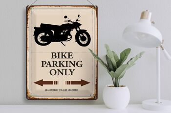 Panneau en étain indiquant 30x40cm Parking vélo uniquement moto 3
