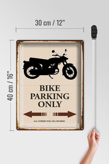 Panneau en étain indiquant 30x40cm Parking vélo uniquement moto 4