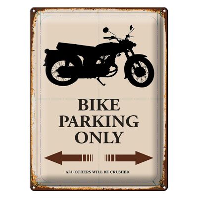 Cartel de chapa que dice 30x40cm Estacionamiento de bicicletas solo motocicleta