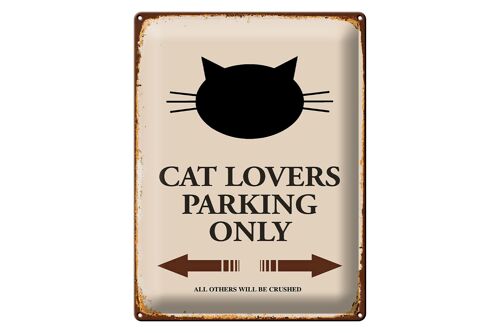 Blechschild Spruch 30x40cm cat lovers parking only Katze