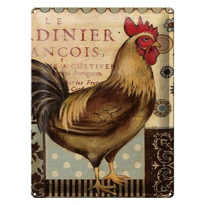 Panneau en étain disant 30x40cm nostalgie poulet vintage antique