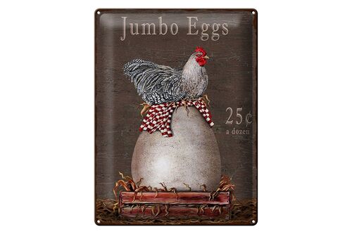 Blechschild Spruch 30x40cm Huhn jumbo Eggs 25 c a dozen