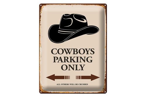 Blechschild Spruch 30x40cm Cowboys parking only