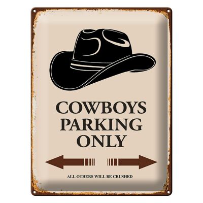 Cartel de chapa que dice 30x40cm Cowboys parking only