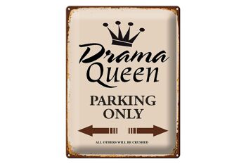 Panneau en étain indiquant 30x40cm Drama Queen parking uniquement 1