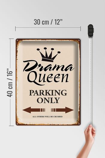 Panneau en étain indiquant 30x40cm Drama Queen parking uniquement 4