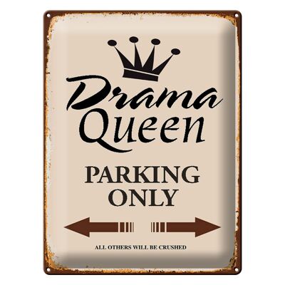 Targa in metallo 30x40 cm con scritta "Solo parcheggio Drama Queen".