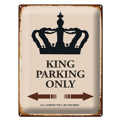 Cartel de chapa que dice 30x40cm King parking only Corona