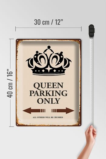 Panneau en étain indiquant 30x40cm Queen parking only Corona 4