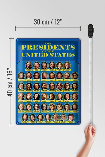 Plaque en tôle 30x40cm indiquant les présidents des États-Unis 4