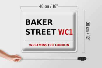 Plaque en tôle Londres 40x30cm Street Baker street WC1 4
