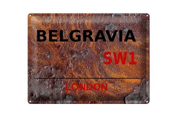 Plaque en tôle Londres 40x30cm Street Belgravia SW1 Rouille 1