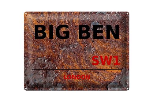 Blechschild London 40x30cm Street Big Ben SW1 Rost