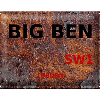 Blechschild London 40x30cm Street Big Ben SW1 Rost