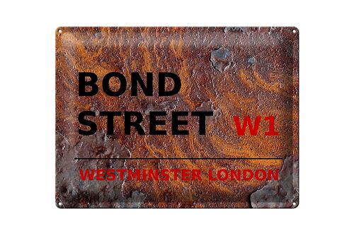 Blechschild London 40x30cm Bond Street W1 Rost