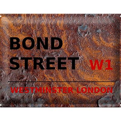 Cartel de chapa Londres 40x30cm Bond Street W1 Óxido