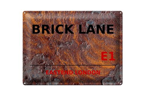 Blechschild London 40x30cm Street Brick Lane E1 Rost