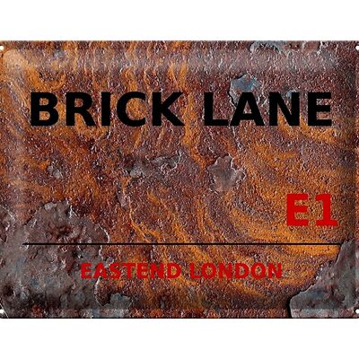 Blechschild London 40x30cm Street Brick Lane E1 Rost