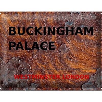 Plaque en tôle Londres 40x30cm Rue Buckingham Palace Rouille