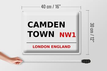 Plaque en tôle Londres 40x30cm Angleterre Camden Town NW1 4