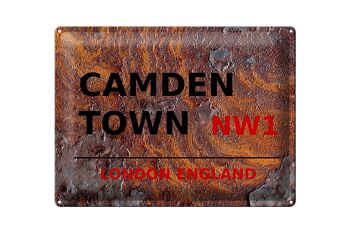 Panneau en étain Londres 40x30cm Angleterre Camden Town NW1 Rouille 1