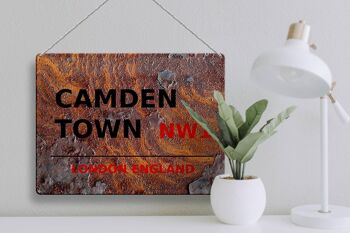 Panneau en étain Londres 40x30cm Angleterre Camden Town NW1 Rouille 3