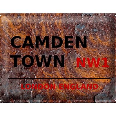 Panneau en étain Londres 40x30cm Angleterre Camden Town NW1 Rouille