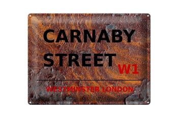 Plaque en tôle Londres 40x30cm Westminster Carnaby Street W1 Rouille 1
