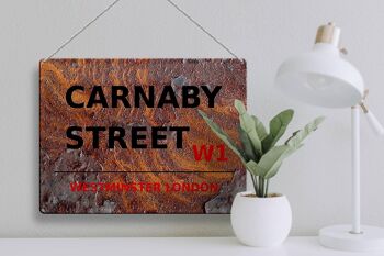 Plaque en tôle Londres 40x30cm Westminster Carnaby Street W1 Rouille 3