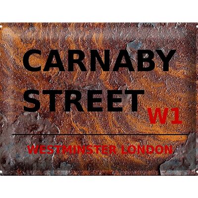 Plaque en tôle Londres 40x30cm Westminster Carnaby Street W1 Rouille