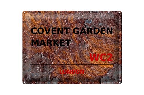 Blechschild London 40x30cm Covent Garden Market WC2 Rost