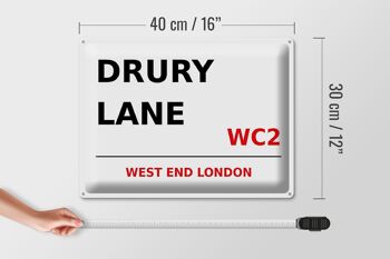 Panneau en tôle Londres 40x30cm extrémité ouest Drury Lane WC2 4