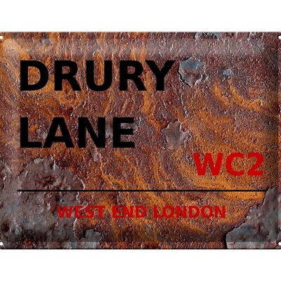Blechschild London 40x30cm west end Drury Lane WC2 Rost
