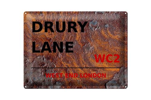 Blechschild London 40x30cm west end Drury Lane WC2 Rost