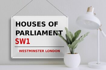 Plaque en tôle Londres 40x30cm Houses of Parliament SW1 3