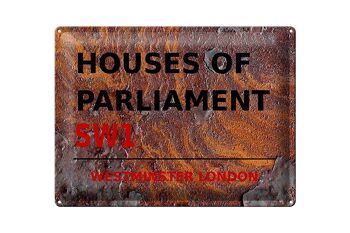 Plaque en tôle Londres 40x30cm Houses of Parliament SW1 Rouille 1
