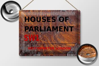 Plaque en tôle Londres 40x30cm Houses of Parliament SW1 Rouille 2