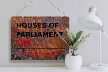 Plaque en tôle Londres 40x30cm Houses of Parliament SW1 Rouille 3